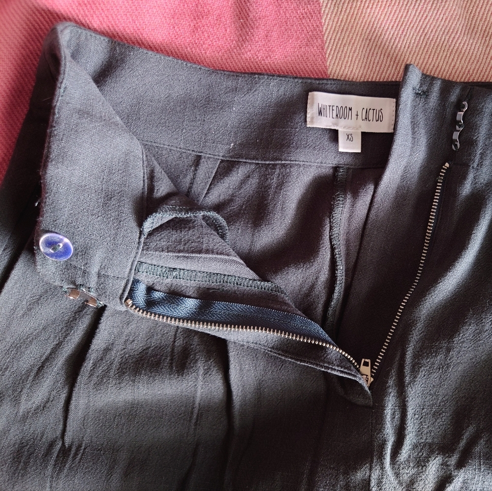 Whiteroom+Cactus Linen blend green flowy wide-leg pants Sz XS